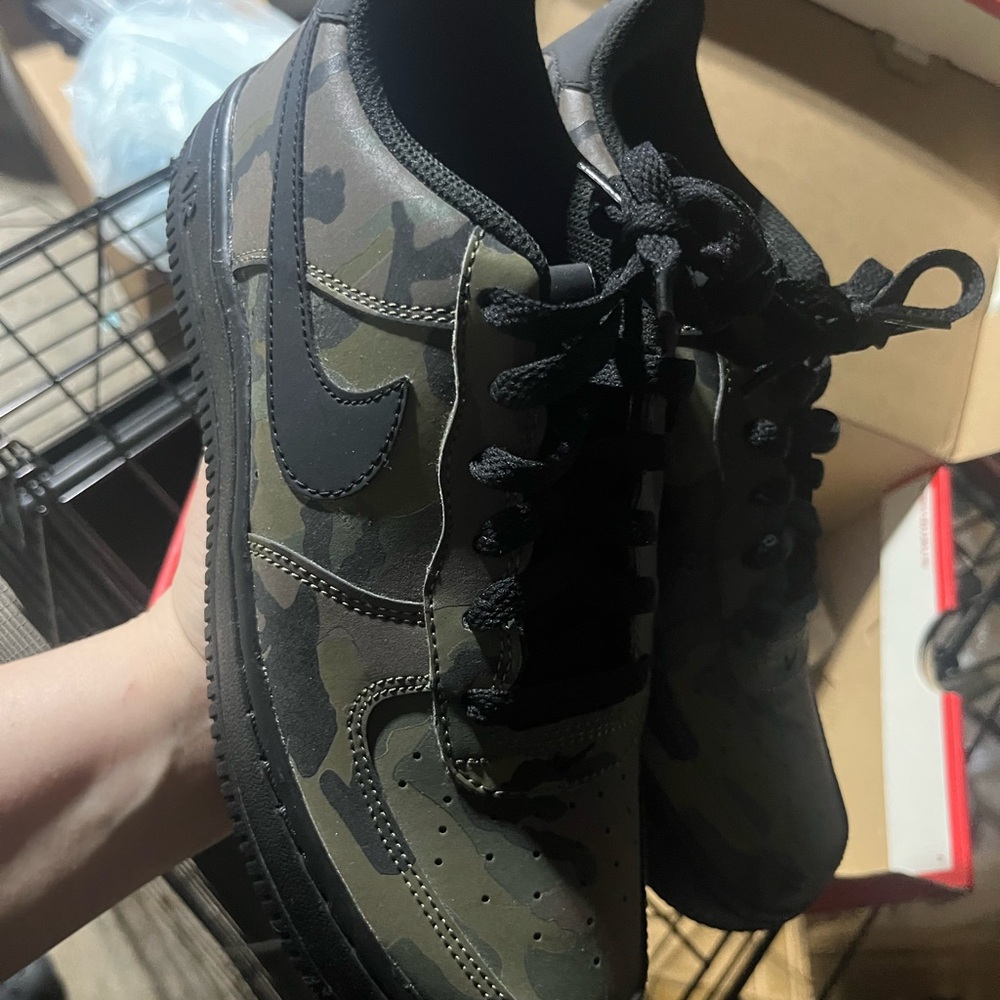 Nike Black and Green Camouflage Sneakers